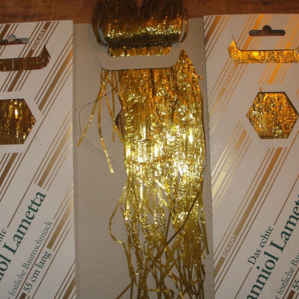 Real Vintage German Gold Christmas Tree Lead Tinsel Icicles Stanniol Lametta